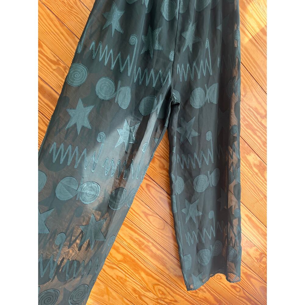 Vintage Y2K Victoria's Secret Gold Label Pajama Pants Green Wide Leg Palazzo - Picture 4 of 6